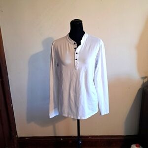 Kuyigo Size Md Mens Pullover...4 Button Henley..White